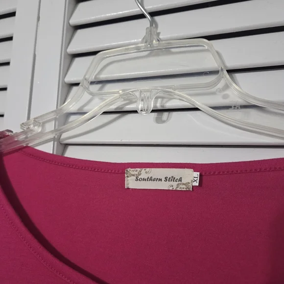 Fuchsia Top with Multicolor Sequin Sleeves - Picture 5 of 6